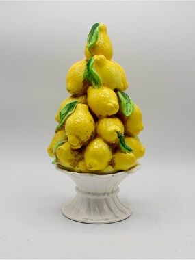 Vintage Yellow Lemon Topiary on Pedestal